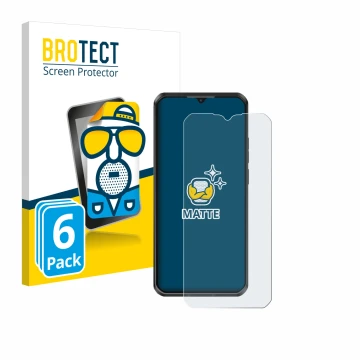 Parte frontal de un envase de producto con el logotipo de la marca BROTECT. Al lado se muestra el dispositivo Oukitel WP50 con