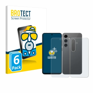 Parte frontal de un envase de producto con el logotipo de la marca BROTECT. Al lado se muestra el dispositivo Samsung Galaxy S