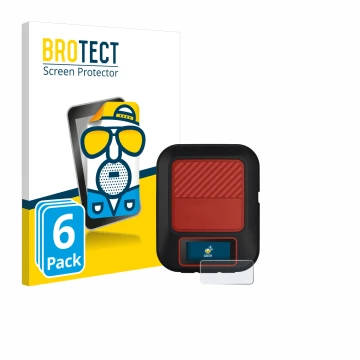 Parte frontal de un envase de producto con el logotipo de la marca BROTECT. Al lado se muestra el dispositivo Garmin inReach M