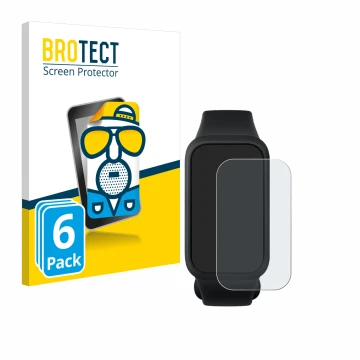 Parte frontal de un envase de producto con el logotipo de la marca BROTECT. Al lado se muestra el dispositivo Xiaomi Smart Ban