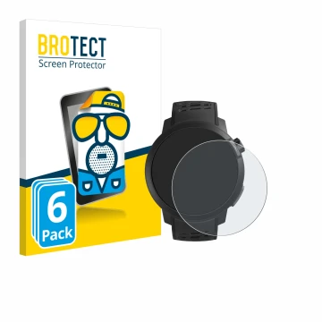 Parte frontal de un envase de producto con el logotipo de la marca BROTECT. Al lado se muestra el dispositivo Coros Pace Pro c