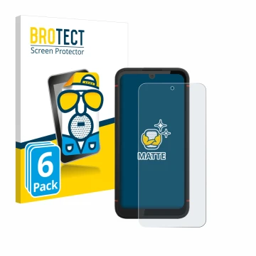 Parte frontal de un envase de producto con el logotipo de la marca BROTECT. Al lado se muestra el dispositivo Volla Phone X23 