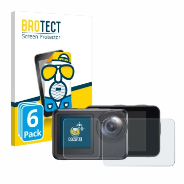 Parte frontal de un envase de producto con el logotipo de la marca BROTECT. Al lado se muestra el dispositivo Akaso Brave 7 LE