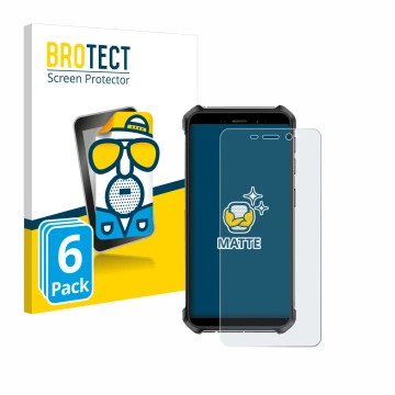 Parte frontal de un envase de producto con el logotipo de la marca BROTECT. Al lado se muestra el dispositivo Ulefone Armor X1