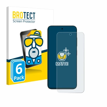 Parte frontal de un envase de producto con el logotipo de la marca BROTECT. Al lado se muestra el dispositivo ZTE Blade V70 co