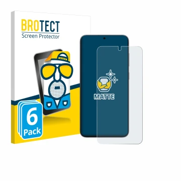 Parte frontal de un envase de producto con el logotipo de la marca BROTECT. Al lado se muestra el dispositivo Samsung Galaxy S