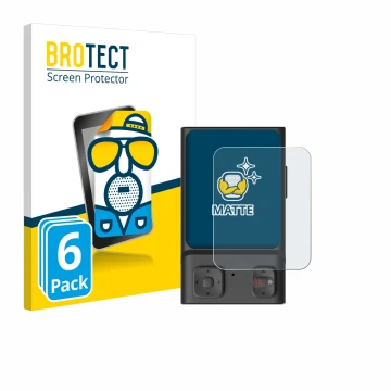 Parte frontal de un envase de producto con el logotipo de la marca BROTECT. Al lado se muestra el dispositivo Hoverair Beacon 