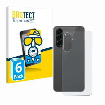 Parte frontal de un envase de producto con el logotipo de la marca BROTECT. Al lado se muestra el dispositivo Samsung Galaxy A