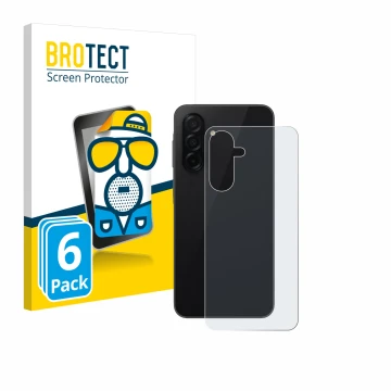 Parte frontal de un envase de producto con el logotipo de la marca BROTECT. Al lado se muestra el dispositivo Samsung Galaxy A