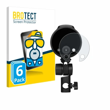 Parte frontal de un envase de producto con el logotipo de la marca BROTECT. Al lado se muestra el dispositivo Profoto A2 con s