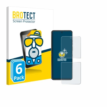 Parte frontal de un envase de producto con el logotipo de la marca BROTECT. Al lado se muestra el dispositivo Motorola Razr 60