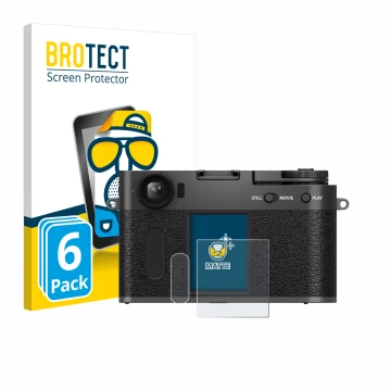 Parte frontal de un envase de producto con el logotipo de la marca BROTECT. Al lado se muestra el dispositivo Fujifilm X Half 