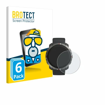 Parte frontal de un envase de producto con el logotipo de la marca BROTECT. Al lado se muestra el dispositivo Polar Grit X2 co