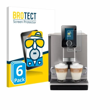 Parte frontal de un envase de producto con el logotipo de la marca BROTECT. Al lado se muestra el dispositivo Nivona NICR 930 
