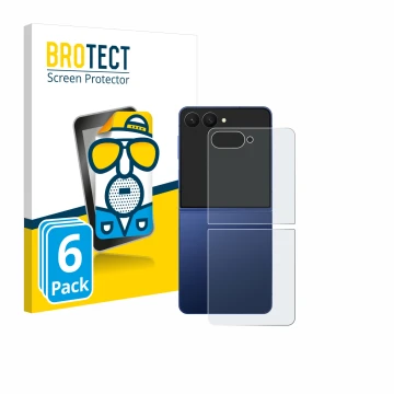 Parte frontal de un envase de producto con el logotipo de la marca BROTECT. Al lado se muestra el dispositivo Samsung Galaxy Z