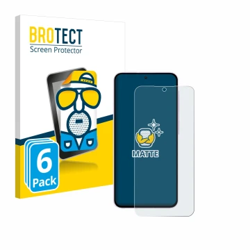 Parte frontal de un envase de producto con el logotipo de la marca BROTECT. Al lado se muestra el dispositivo Samsung Galaxy A