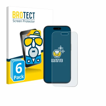 Parte frontal de un envase de producto con el logotipo de la marca BROTECT. Al lado se muestra el dispositivo Apple iPhone 17 