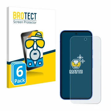 Parte frontal de un envase de producto con el logotipo de la marca BROTECT. Al lado se muestra el dispositivo Google Pixel 10 