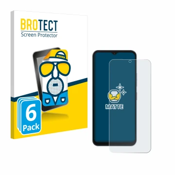 Parte frontal de un envase de producto con el logotipo de la marca BROTECT. Al lado se muestra el dispositivo Telekom T Phone 