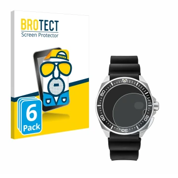 Parte frontal de un envase de producto con el logotipo de la marca BROTECT. Al lado se muestra el dispositivo Seiko Prospex SR