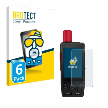Parte frontal de un envase de producto con el logotipo de la marca BROTECT. Al lado se muestra el dispositivo Garmin GPSMAP H1