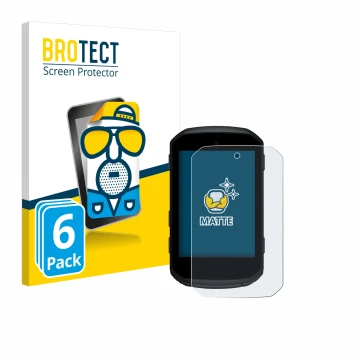 Parte frontal de un envase de producto con el logotipo de la marca BROTECT. Al lado se muestra el dispositivo Garmin Edge 550 