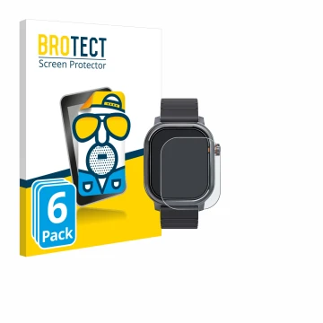 Parte frontal de un envase de producto con el logotipo de la marca BROTECT. Al lado se muestra el dispositivo Kospet Pulse con