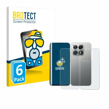 Parte frontal de un envase de producto con el logotipo de la marca BROTECT. Al lado se muestra el dispositivo Xiaomi 15T (Fron