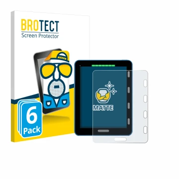 Parte frontal de un envase de producto con el logotipo de la marca BROTECT. Al lado se muestra el dispositivo Vakaros Atlas 2 