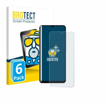 Parte frontal de un envase de producto con el logotipo de la marca BROTECT. Al lado se muestra el dispositivo Samsung Galaxy A