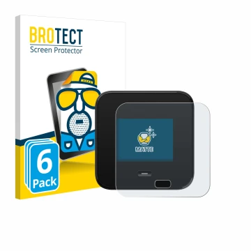 Parte frontal de un envase de producto con el logotipo de la marca BROTECT. Al lado se muestra el dispositivo Netgear Nighthaw