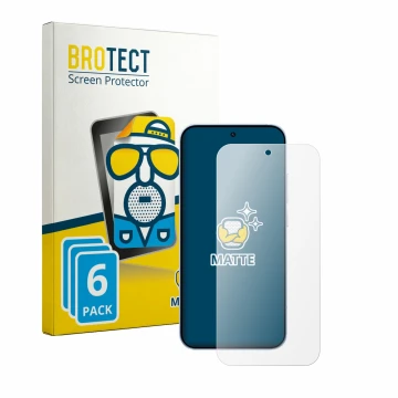 Parte frontal de un envase de producto con el logotipo de la marca BROTECT. Al lado se muestra el dispositivo Oppo Reno 15 con