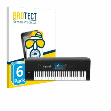 Parte frontal de un envase de producto con el logotipo de la marca BROTECT. Al lado se muestra el dispositivo KORG Nautilus 61