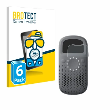 Parte frontal de un envase de producto con el logotipo de la marca BROTECT. Al lado se muestra el dispositivo Relay X con su p