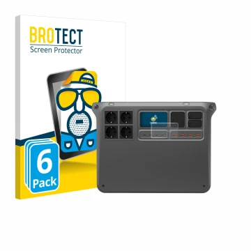 Parte frontal de un envase de producto con el logotipo de la marca BROTECT. Al lado se muestra el dispositivo DJI Power 2000 c