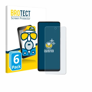 Parte frontal de un envase de producto con el logotipo de la marca BROTECT. Al lado se muestra el dispositivo Oppo A5x 4G con 