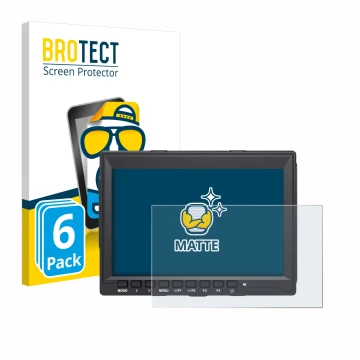 Parte frontal de un envase de producto con el logotipo de la marca BROTECT. Al lado se muestra el dispositivo Feelworld FW759 