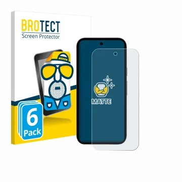 Parte frontal de un envase de producto con el logotipo de la marca BROTECT. Al lado se muestra el dispositivo Google Pixel 10a