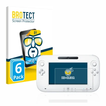 Parte frontal de un envase de producto con el logotipo de la marca BROTECT. Al lado se muestra el dispositivo Nintendo Wii U G