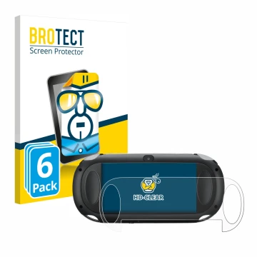 Parte frontal de un envase de producto con el logotipo de la marca BROTECT. Al lado se muestra el dispositivo Sony Playstation