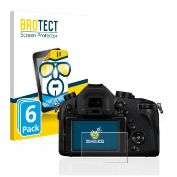 Parte frontal de un envase de producto con el logotipo de la marca BROTECT. Al lado se muestra el dispositivo Panasonic Lumix 