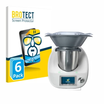 Parte frontal de un envase de producto con el logotipo de la marca BROTECT. Al lado se muestra el dispositivo Vorwerk Thermomi