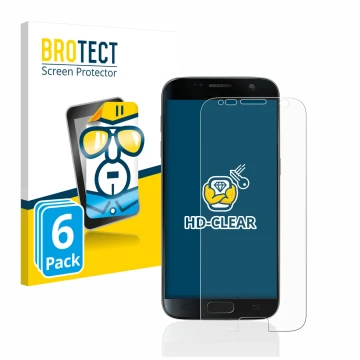 Parte frontal de un envase de producto con el logotipo de la marca BROTECT. Al lado se muestra el dispositivo Samsung Galaxy S