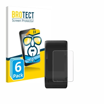 Parte frontal de un envase de producto con el logotipo de la marca BROTECT. Al lado se muestra el dispositivo Garmin vivoactiv