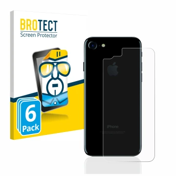 Parte frontal de un envase de producto con el logotipo de la marca BROTECT. Al lado se muestra el dispositivo Apple iPhone 7 T