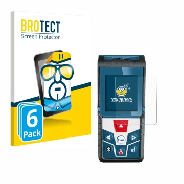 Parte frontal de un envase de producto con el logotipo de la marca BROTECT. Al lado se muestra el dispositivo Bosch GLM 50 C P