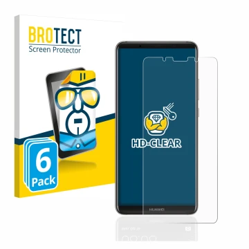 Parte frontal de un envase de producto con el logotipo de la marca BROTECT. Al lado se muestra el dispositivo Huawei Mate 10 P