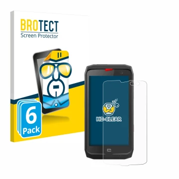 Parte frontal de un envase de producto con el logotipo de la marca BROTECT. Al lado se muestra el dispositivo Crosscall Action