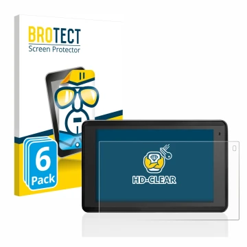 Parte frontal de un envase de producto con el logotipo de la marca BROTECT. Al lado se muestra el dispositivo Garmin Aera 660 