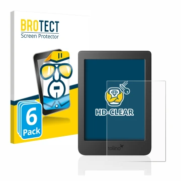 Parte frontal de un envase de producto con el logotipo de la marca BROTECT. Al lado se muestra el dispositivo Tolino Page 2 co